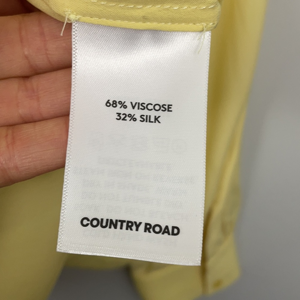 Country Road Yellow Silk/Viscose Blouse Size 4 - Picture 4 of 7